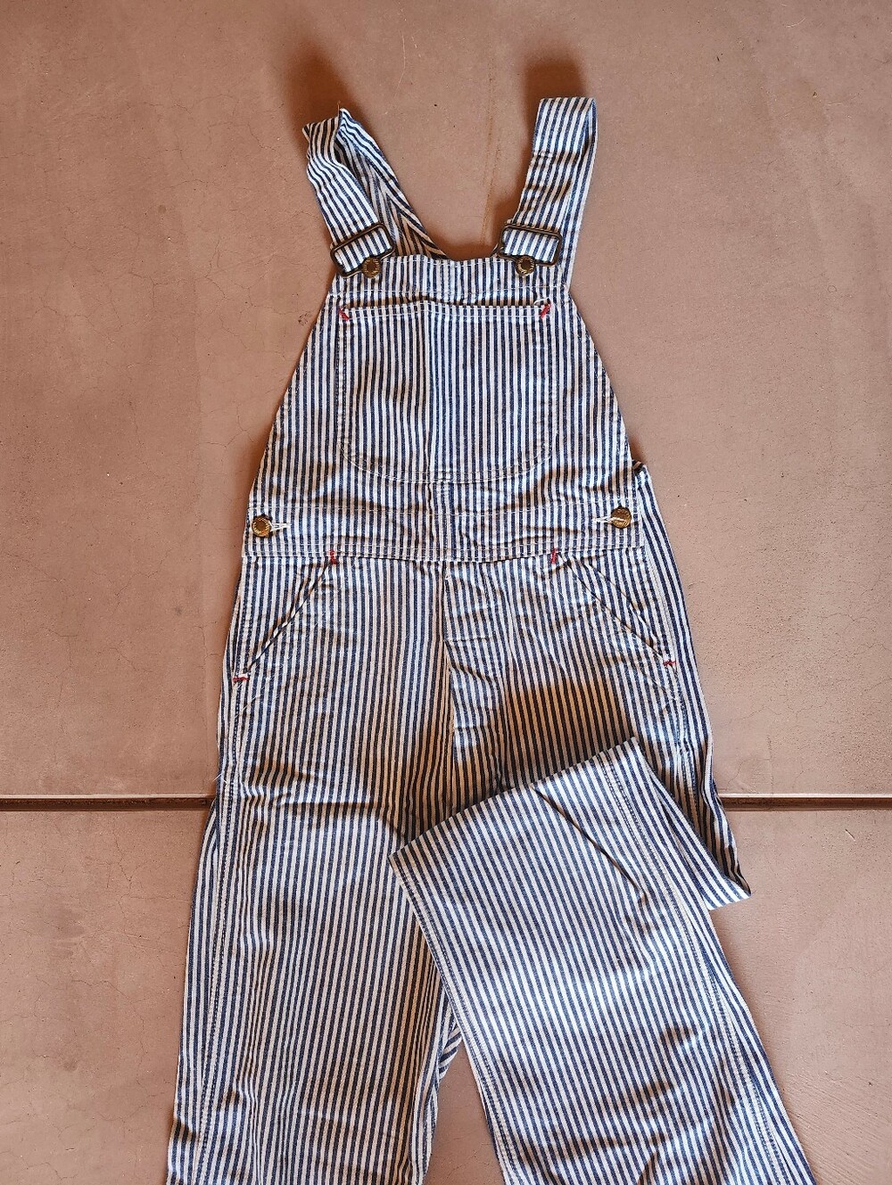 Vintage Boys Youth Hickory Stripe Denim Jean Bib Overalls L Or XL 12 Or 14